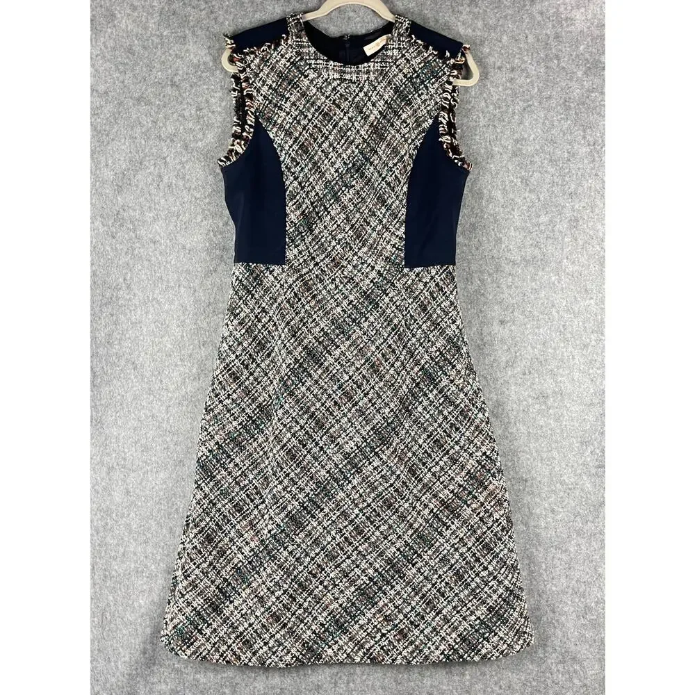 Tory Burch Tweed Pencil‎ Dress Women 10 Textured Academia Career Old Money NEW